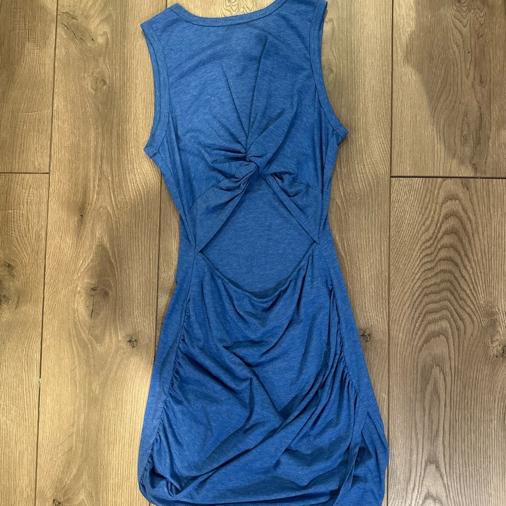 Blue Sleeveless Twist Dress